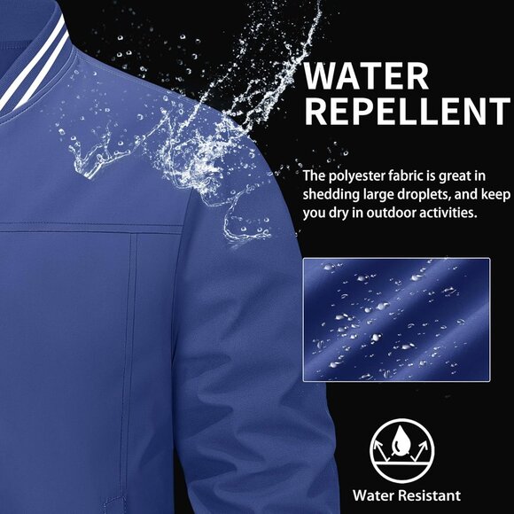 Brand New Men's Blue   Polyester  MAGCOMSEN Bomber Jacket Windbreaker - Picture 4 of 6